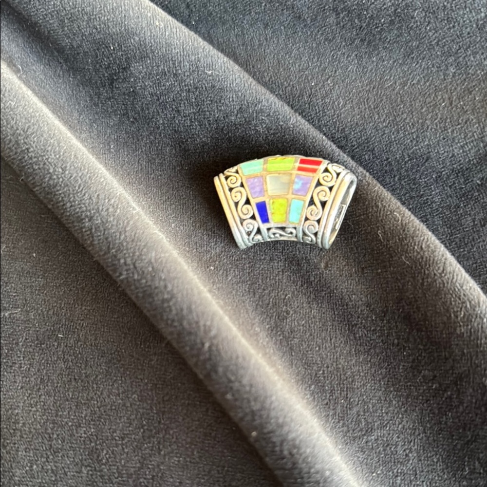 Colorful Sterling Silver Mosaic Slide Pendant Necklace